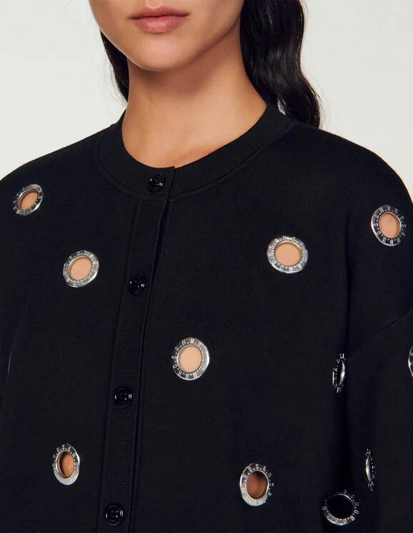 Eyelet coatigan