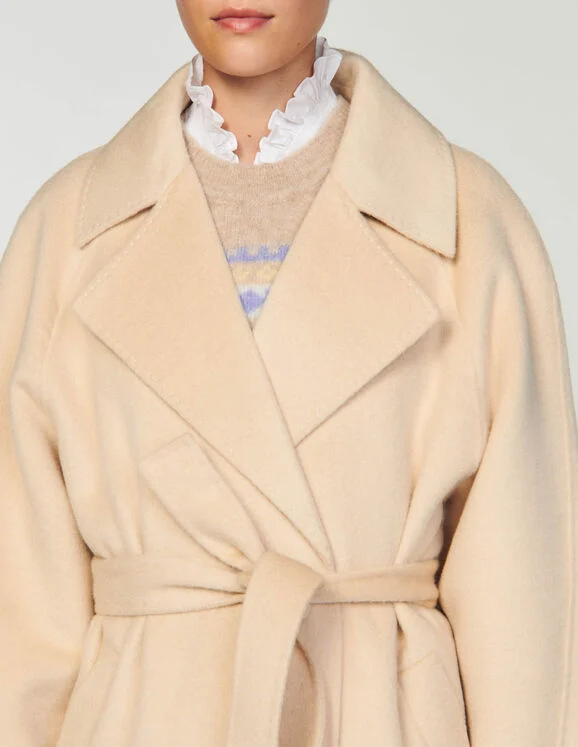 Double-breasted wool trench coat