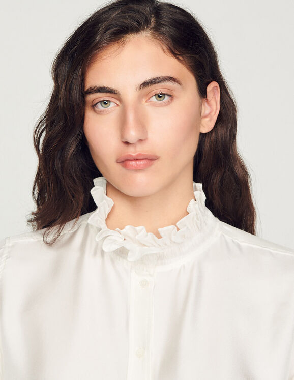 Silk shirt with gathered collar