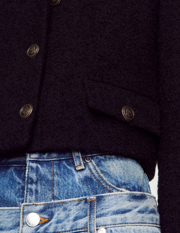 Cropped boucl&eacute; wool jacket