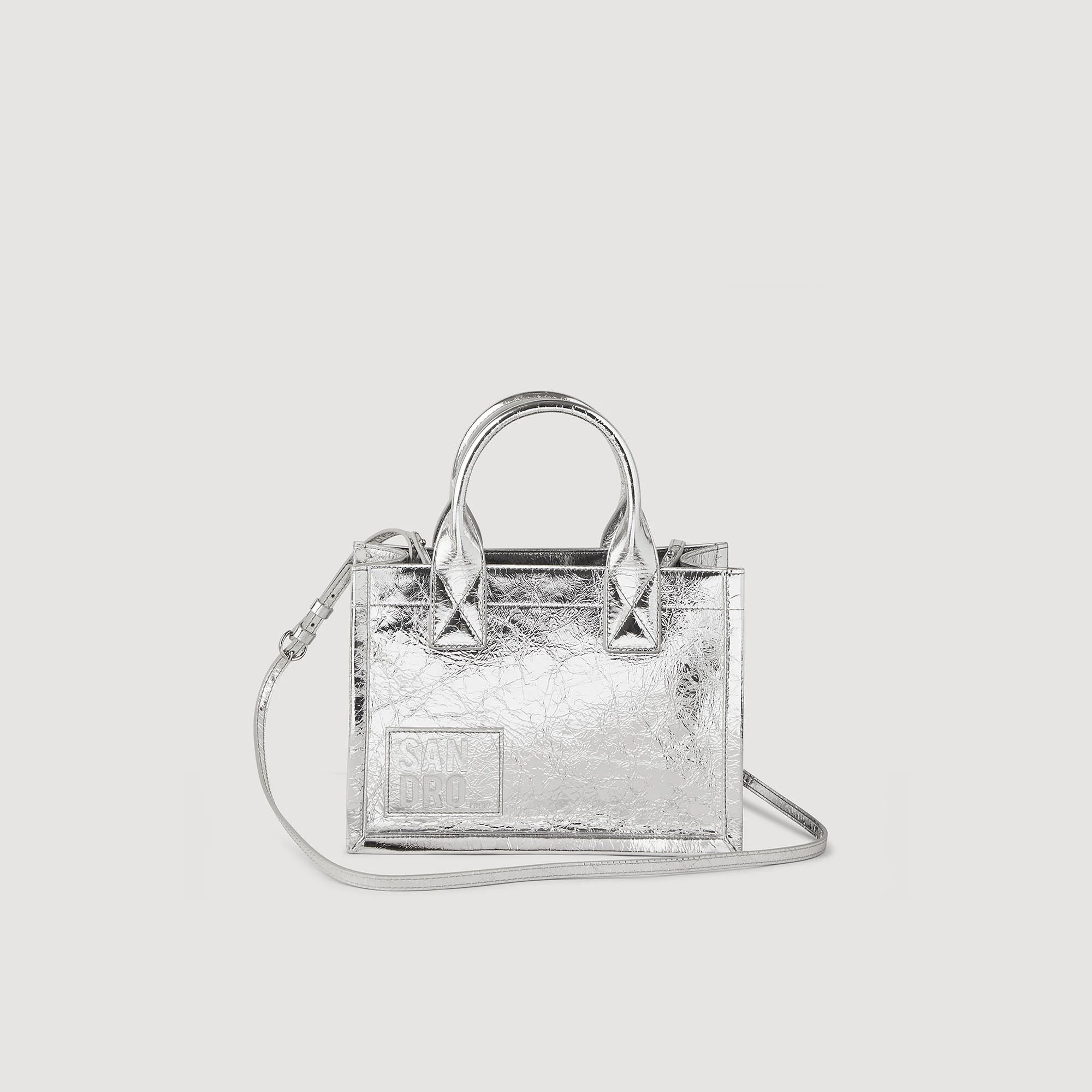 Kasbah small metallic leather tote bag