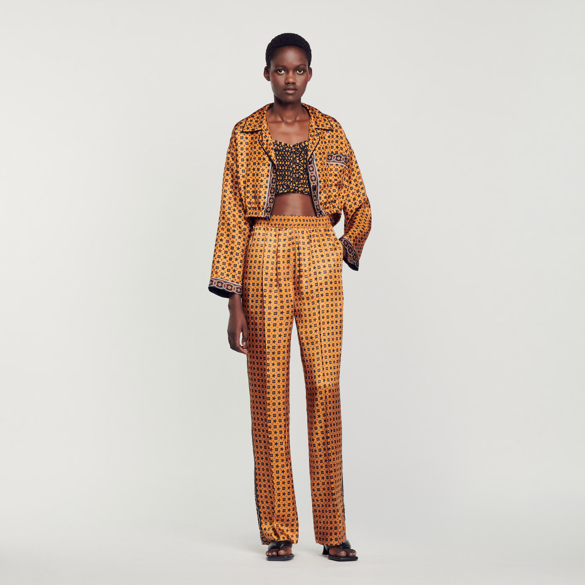 Printed satin pants