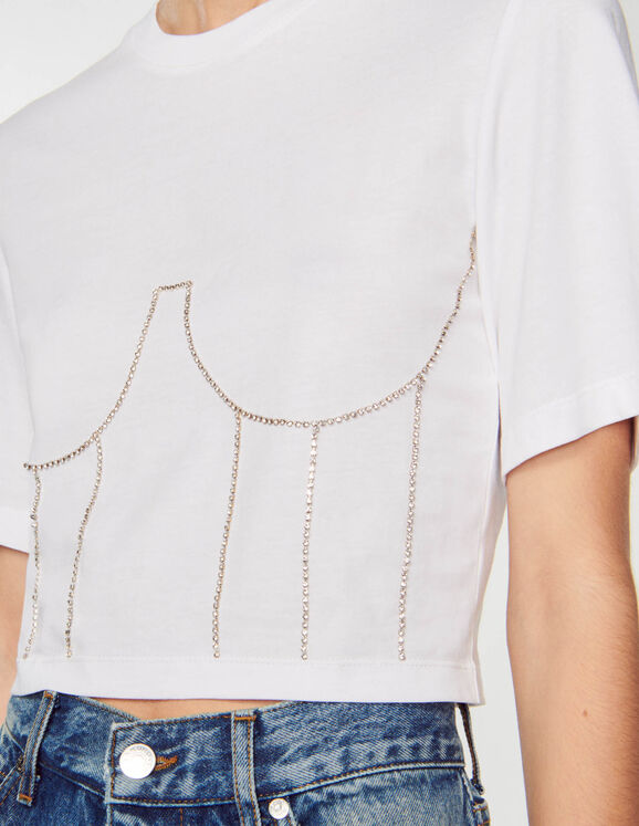 T-shirt with rhinestone bustier design
