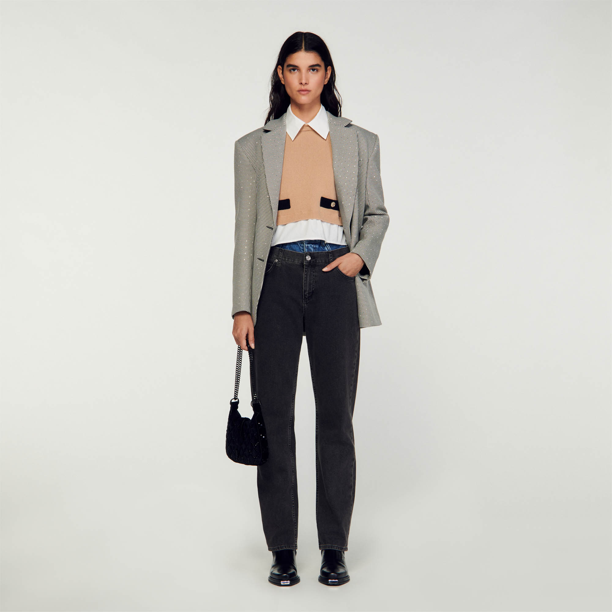 Cropped wool and cashmere sweater