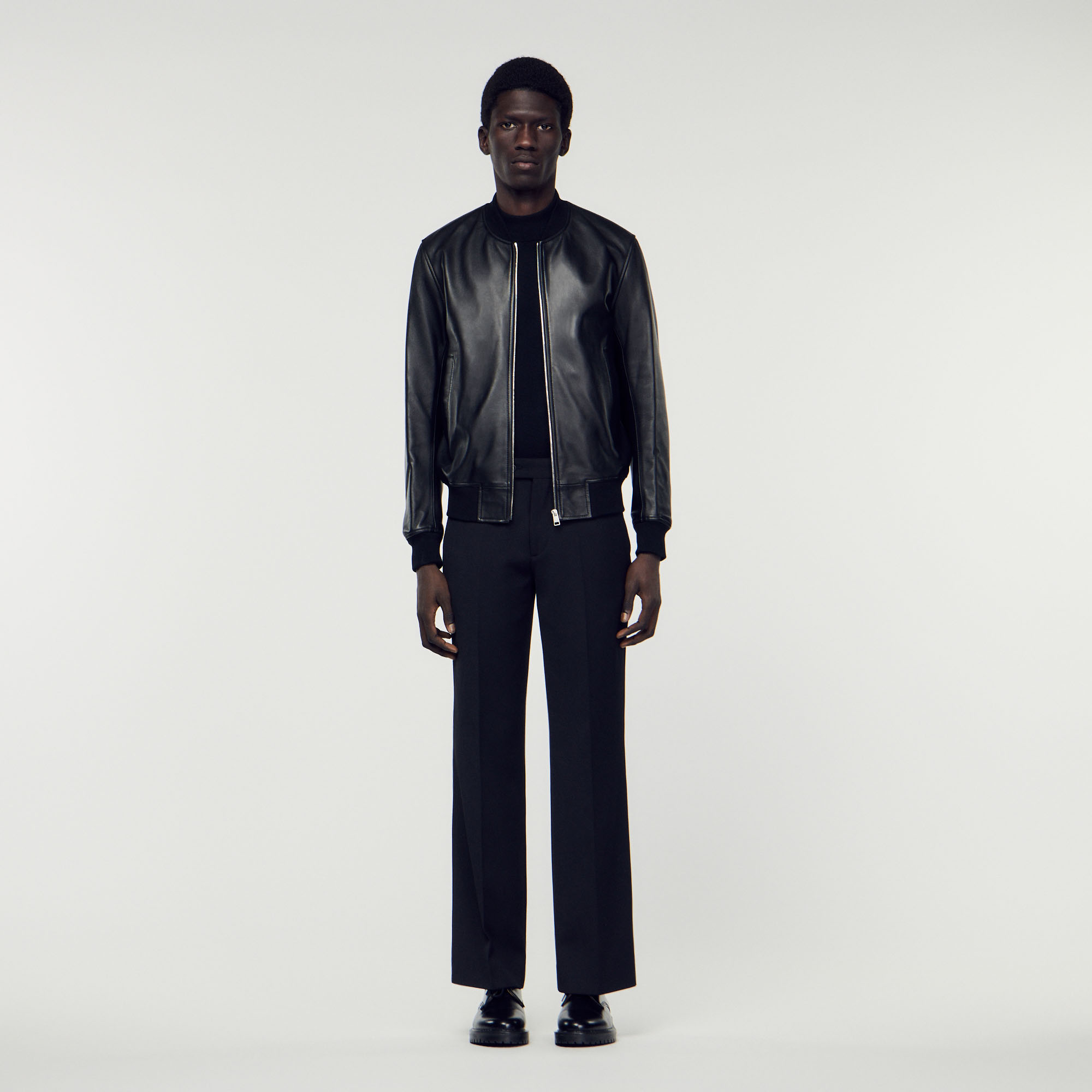 Smooth leather varsity jacket