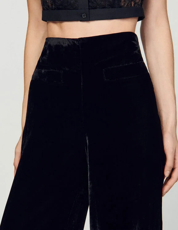 Wide-leg velvet pants