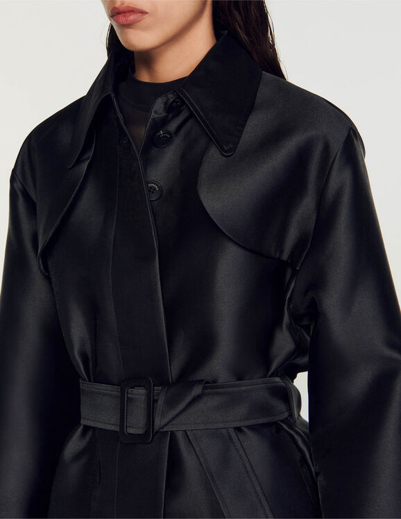 Satin-effect trench coat