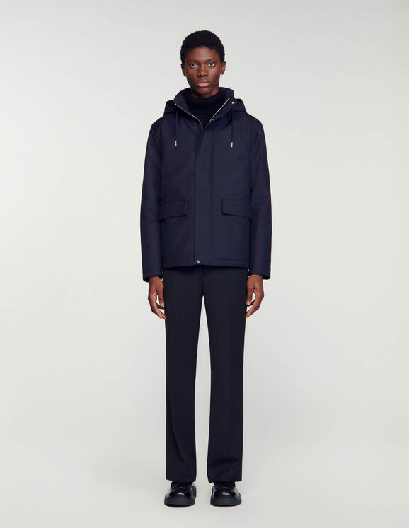 Technical hooded coat
