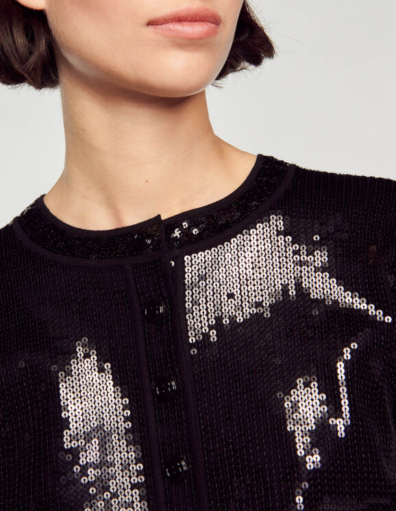 Cropped sequin cardigan