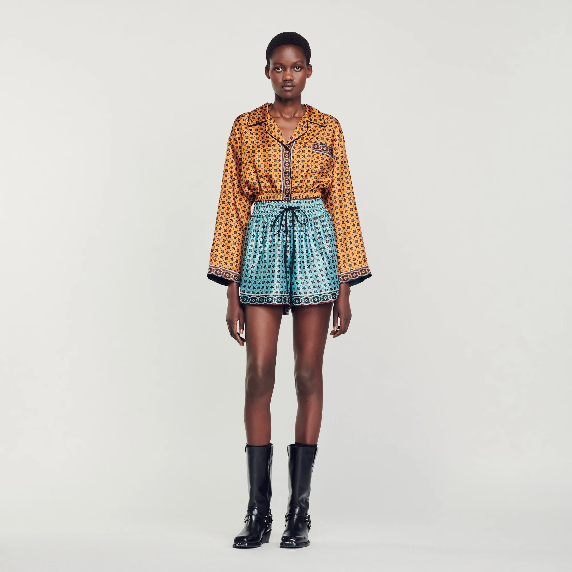 Printed cropped shirt