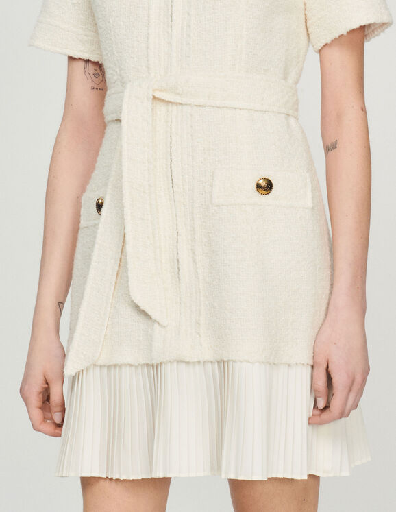 Tweed-effect woolen coat dress