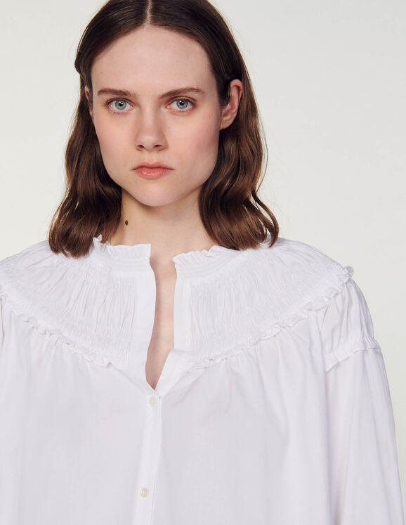 Smocked-collar blouse