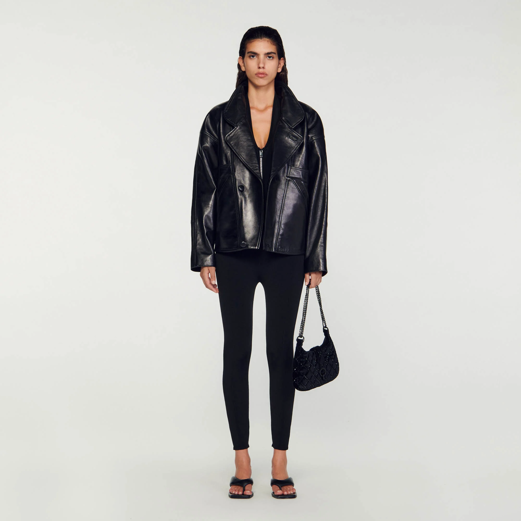 Oversized leather jacket
