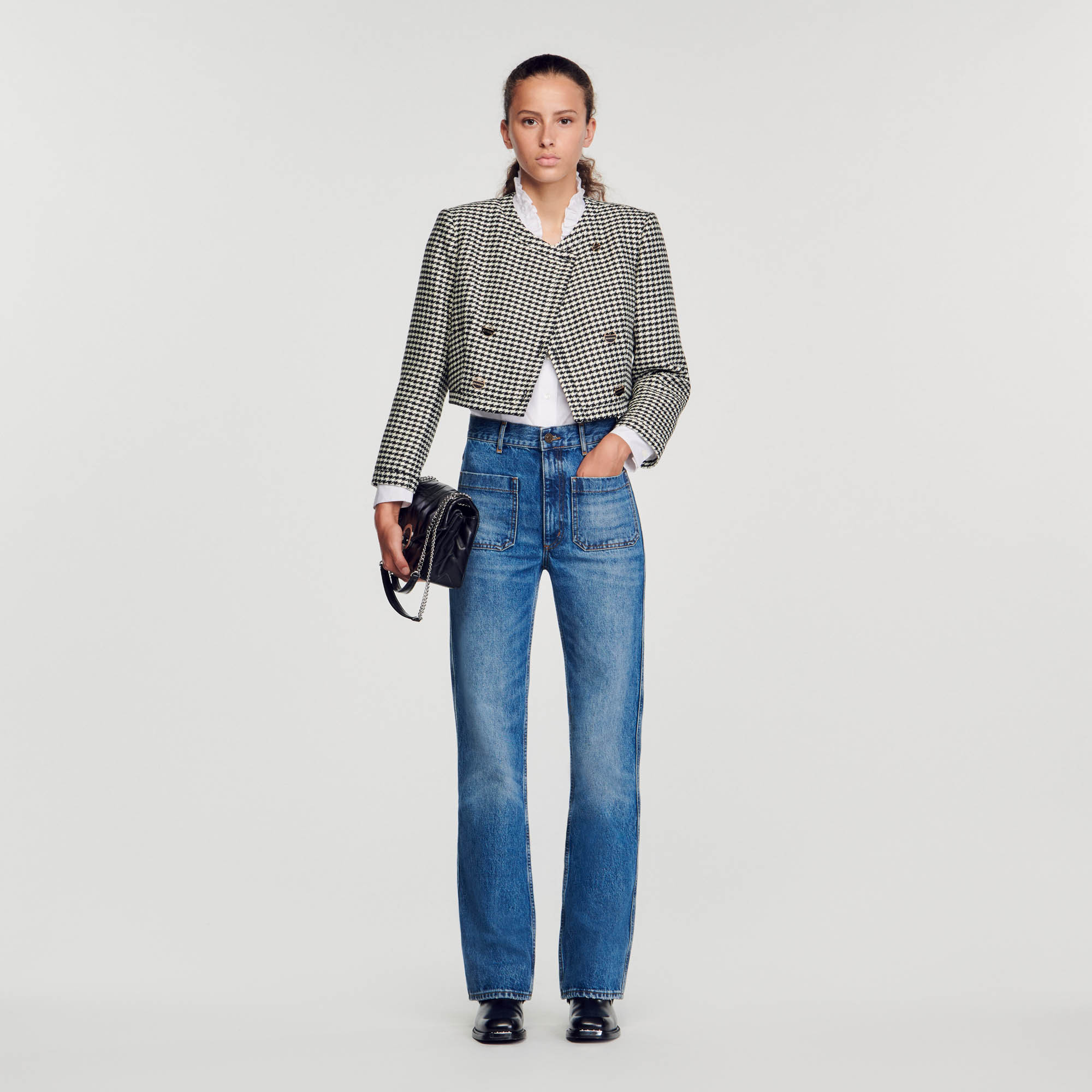Cropped houndstooth jacket