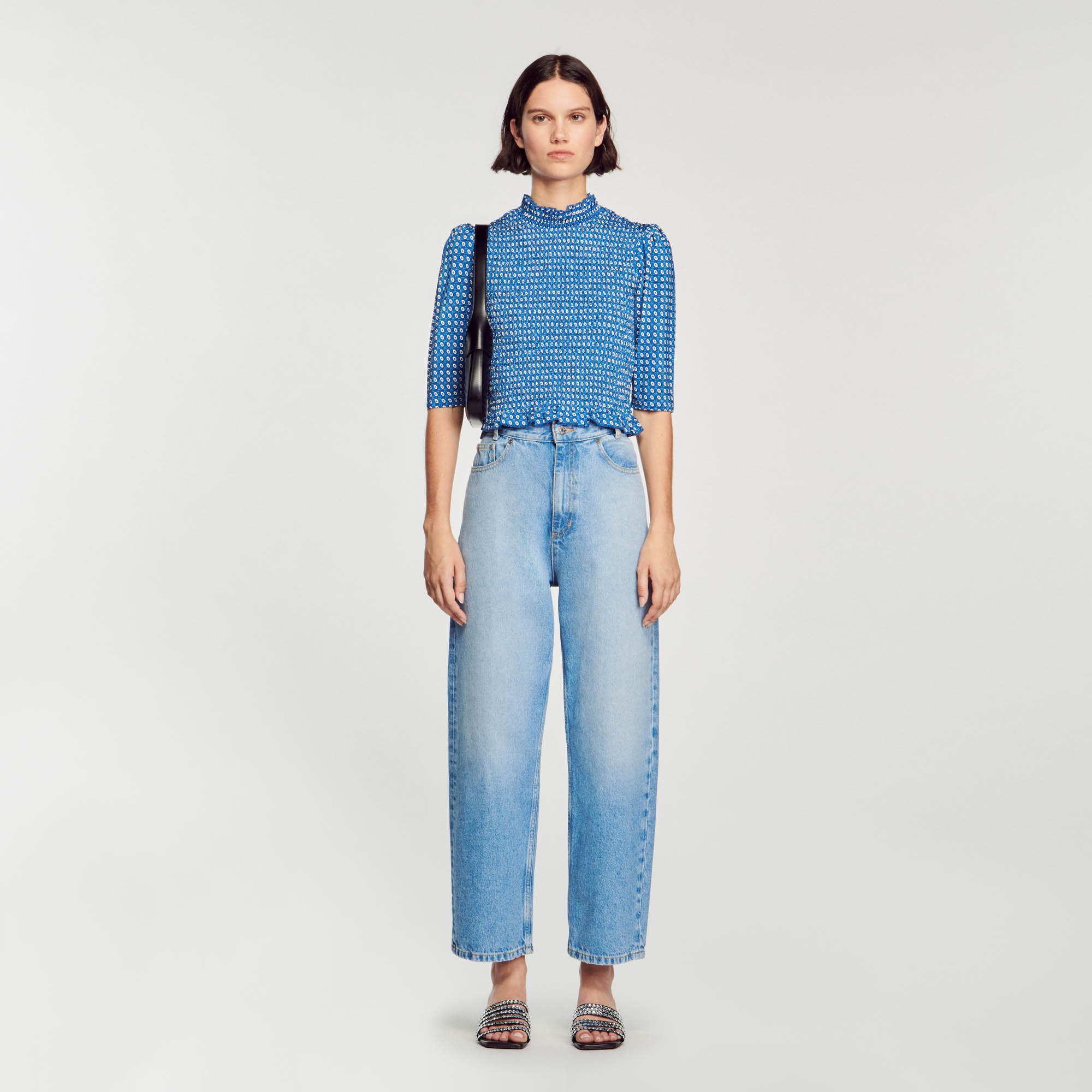 Smocked printed top