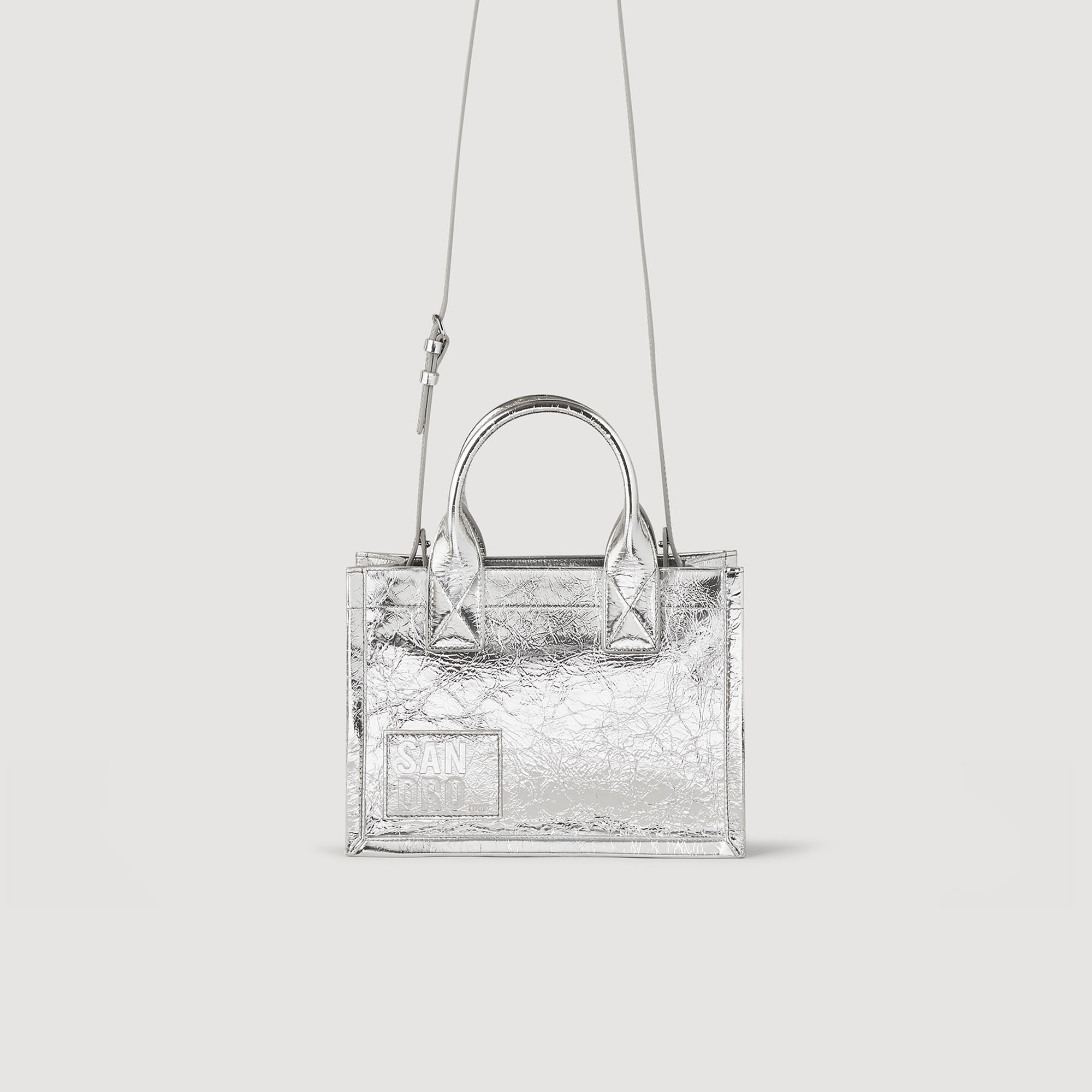 Kasbah small metallic leather tote bag