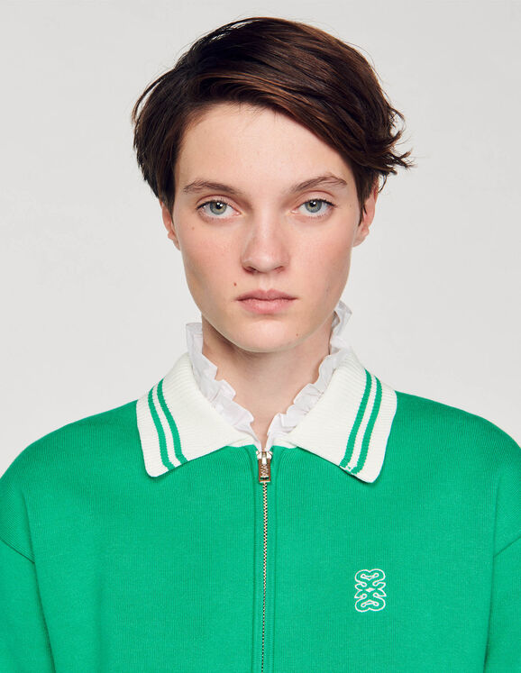 Zip-up varsity cardigan