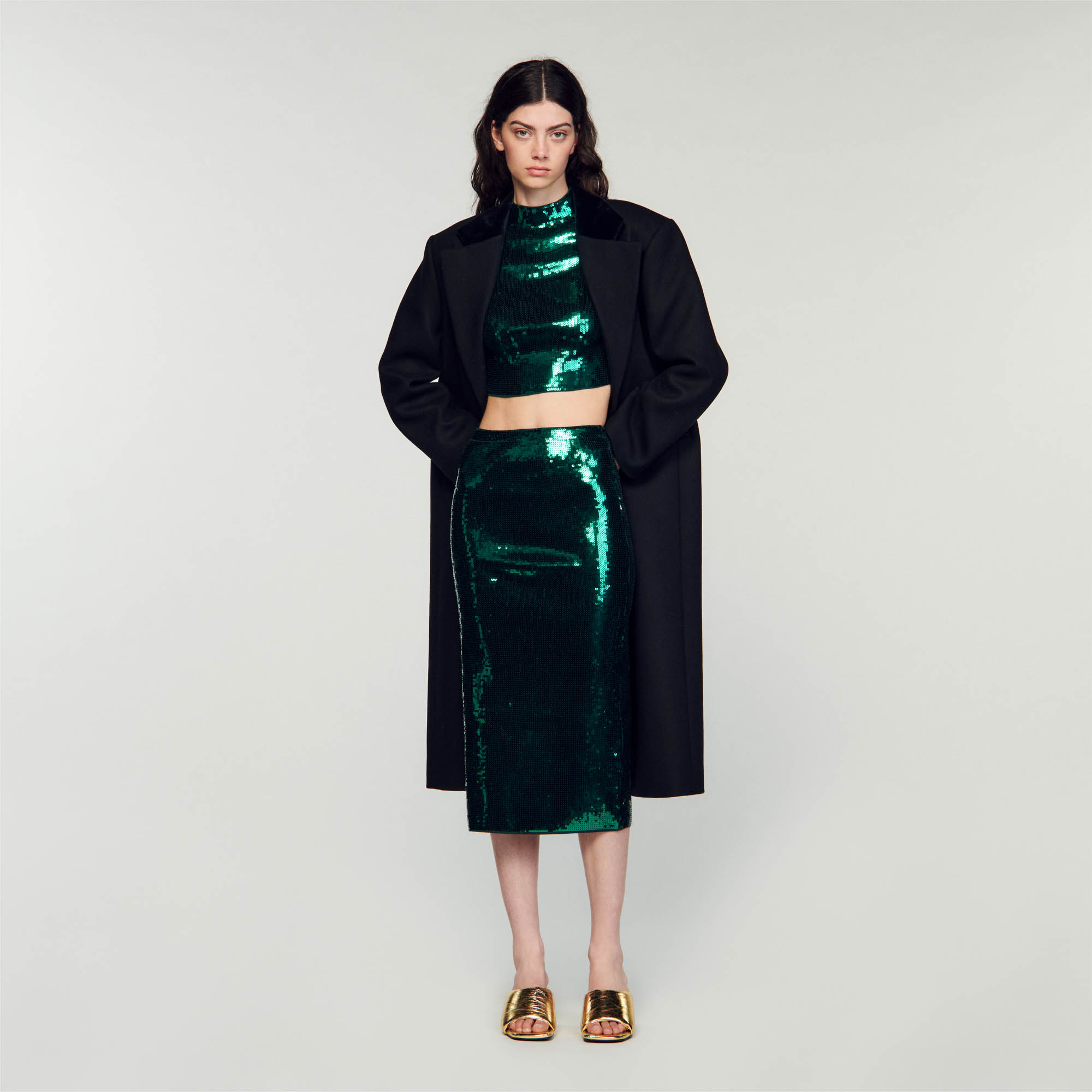Sequin midi skirt