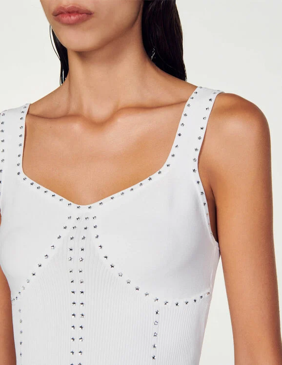Rhinestone knit cropped top