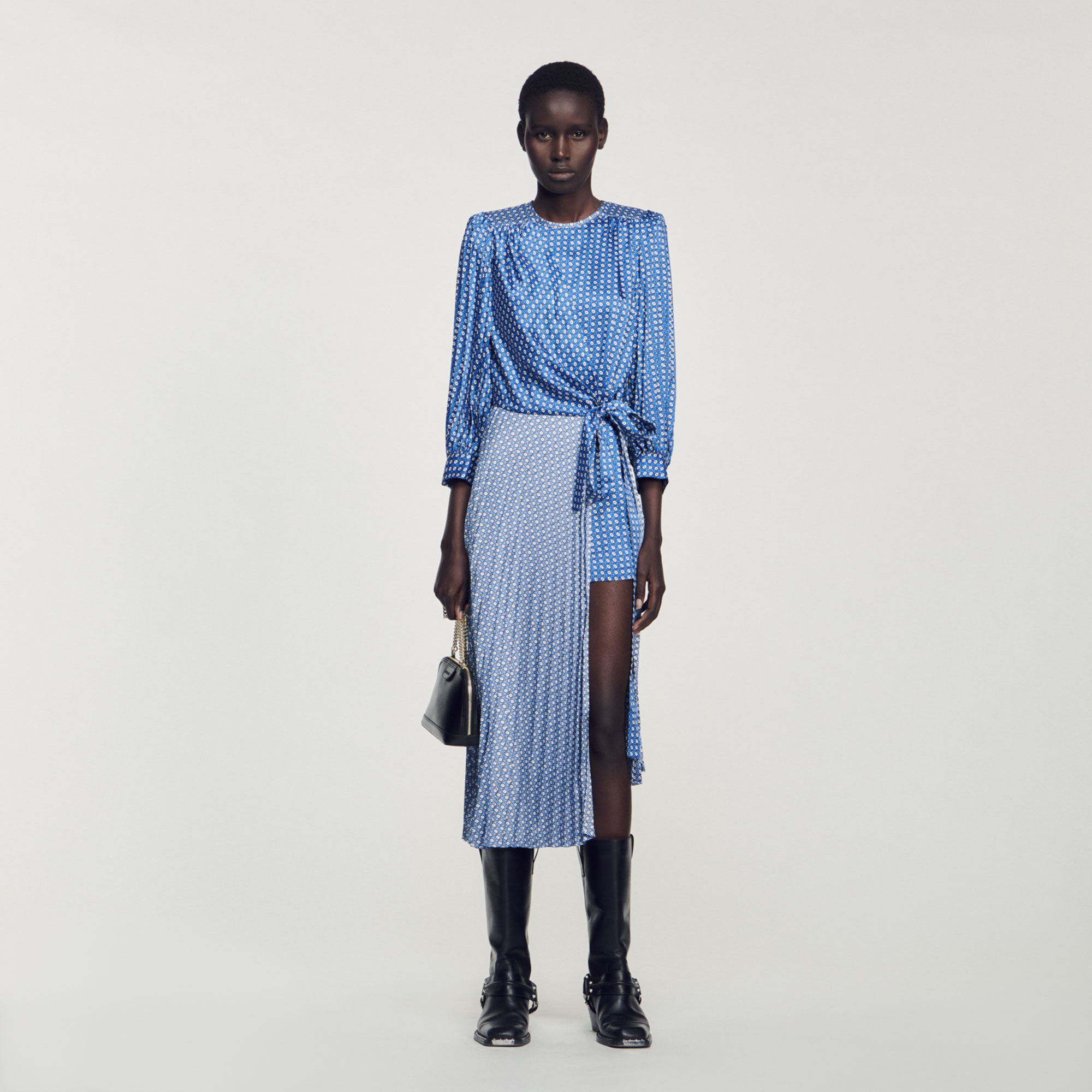 Long tie-print dress