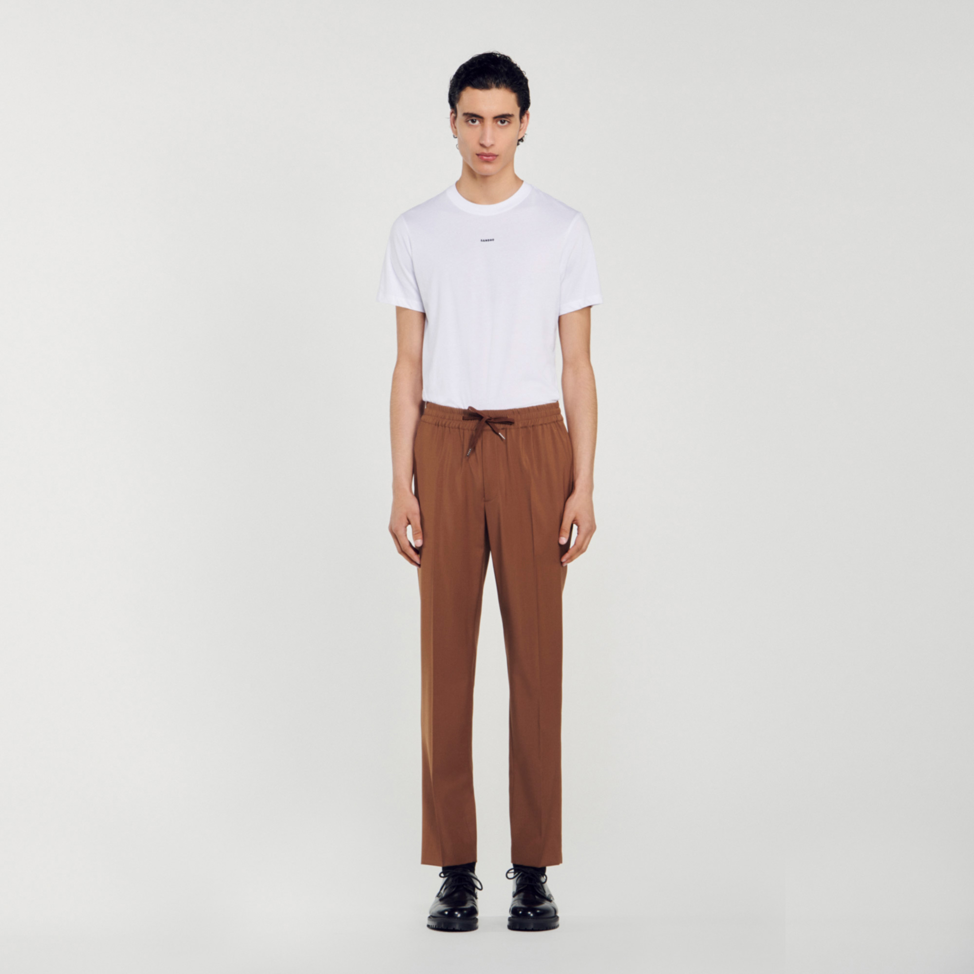 Elasticated straight-leg pants