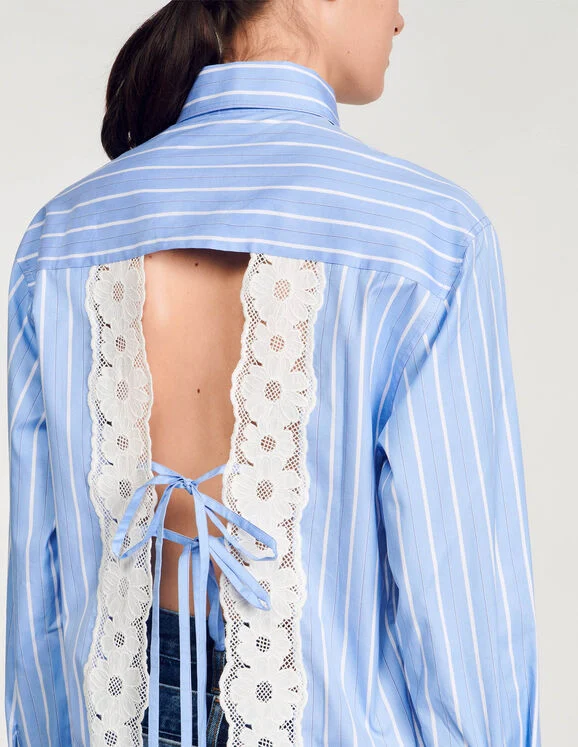 Stripy shirt with open lace back