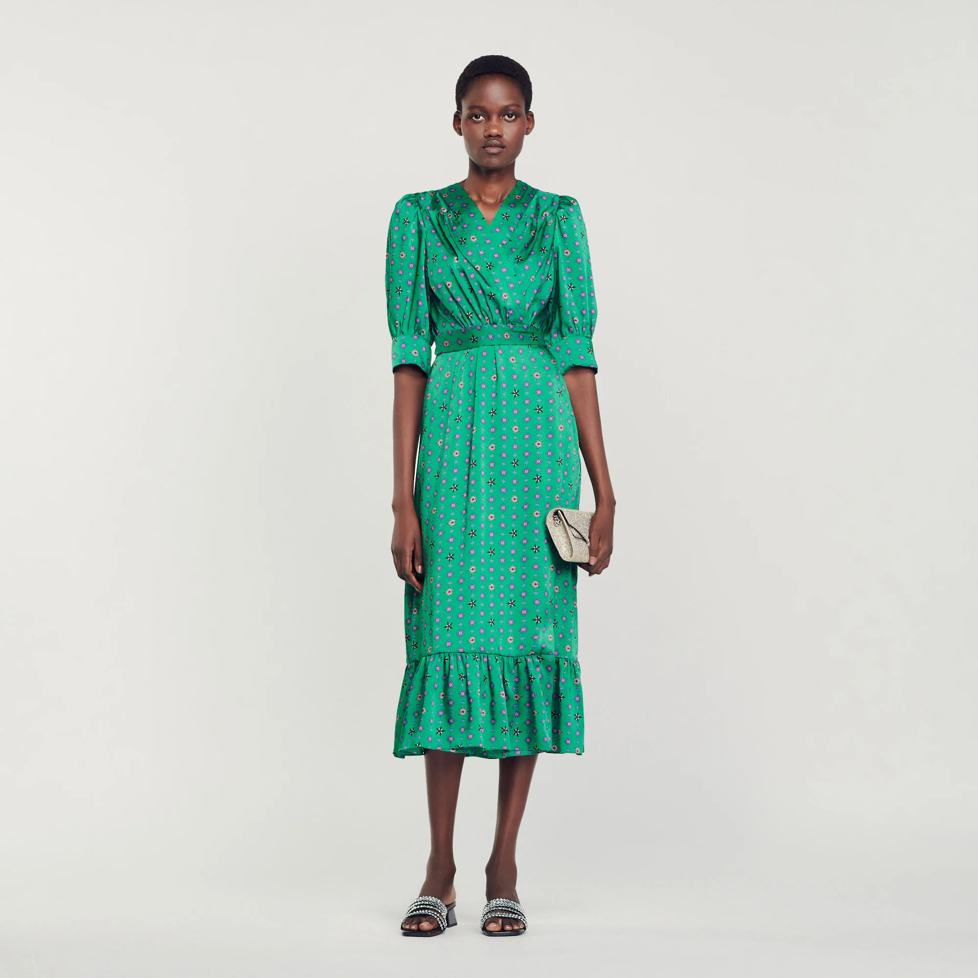 Printed satin dress