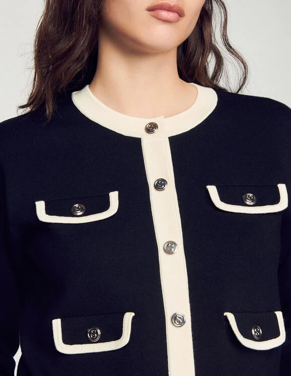Two-tone cardigan with buttons