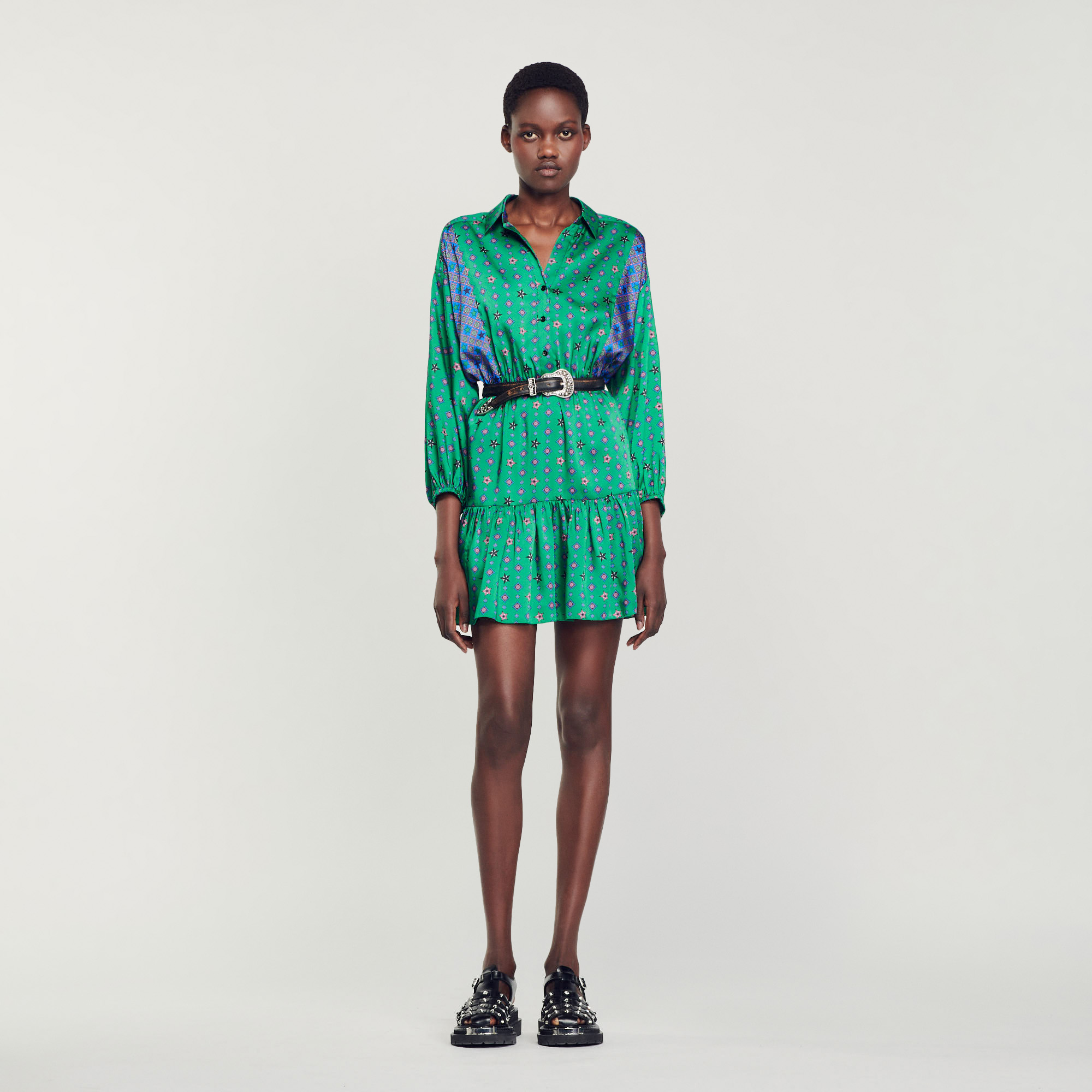 Printed shirt dress