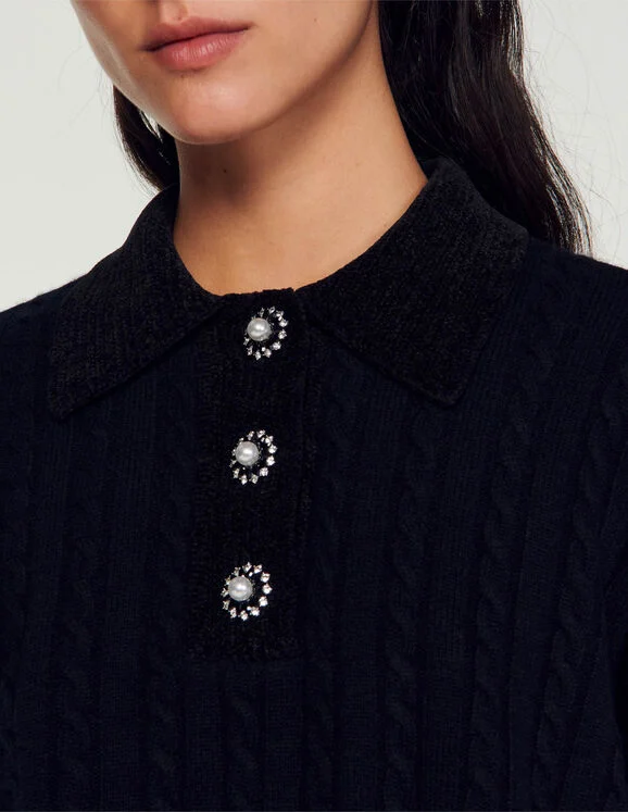 Knit polo neck sweater