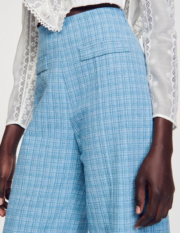 Wide-leg tweed trousers