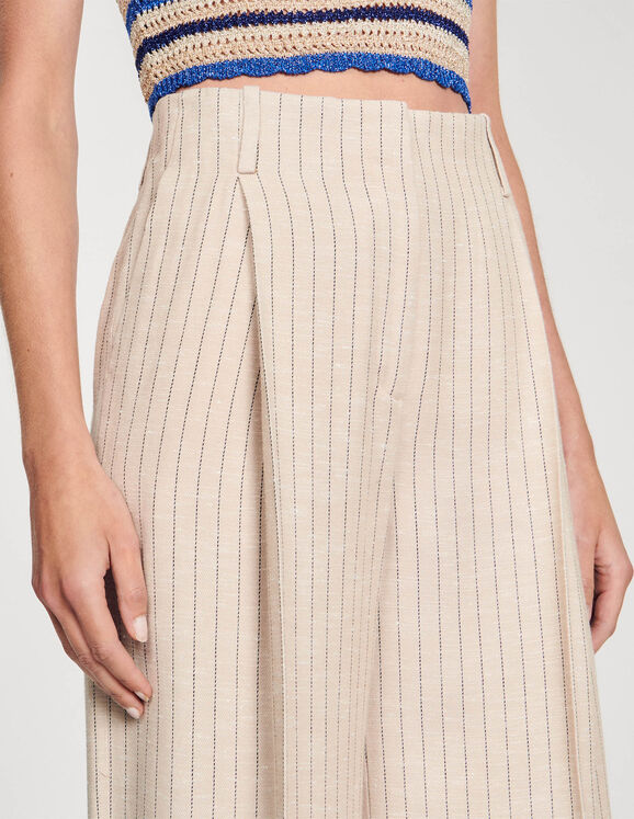 Wide-leg striped floaty trousers