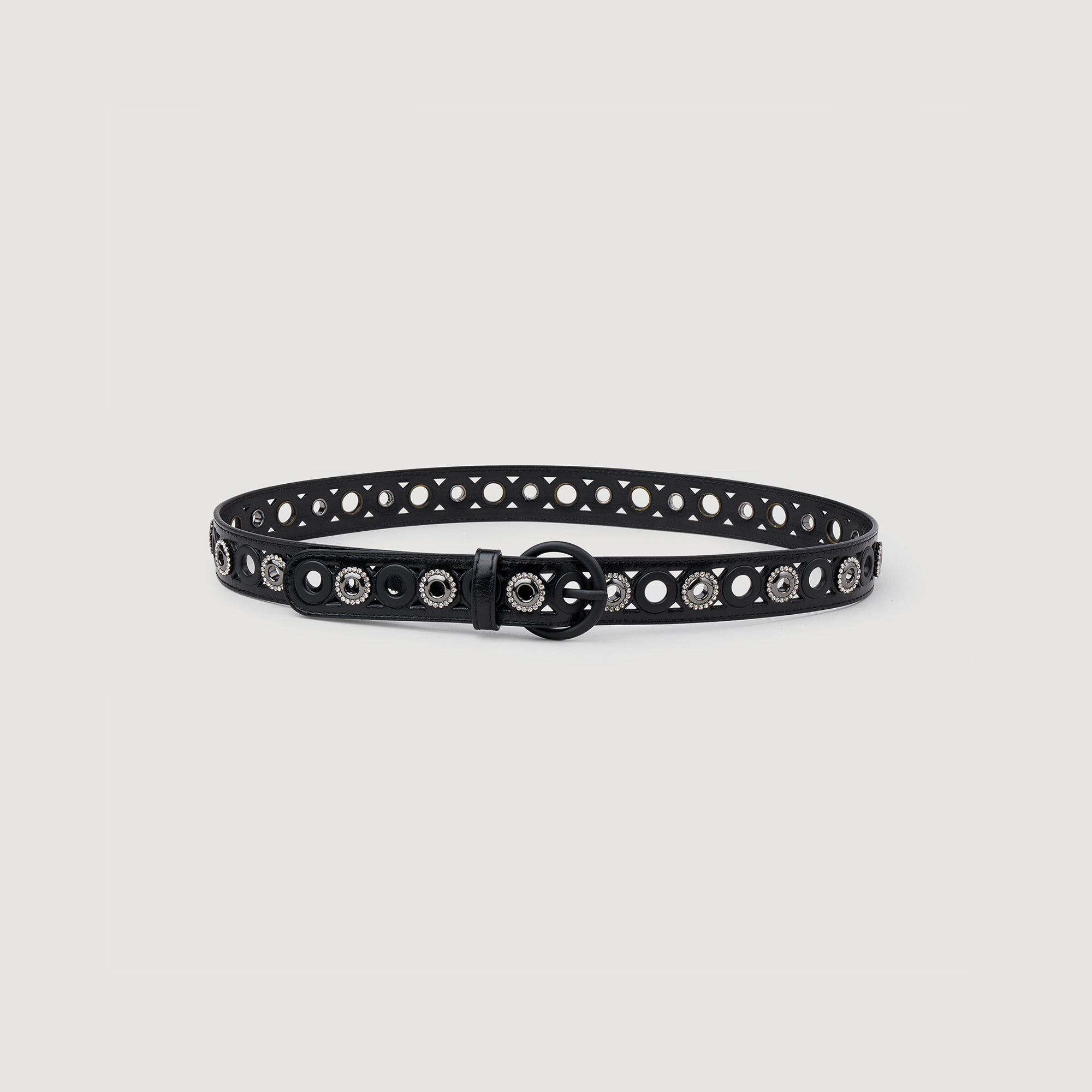 Leather belt with eyelets