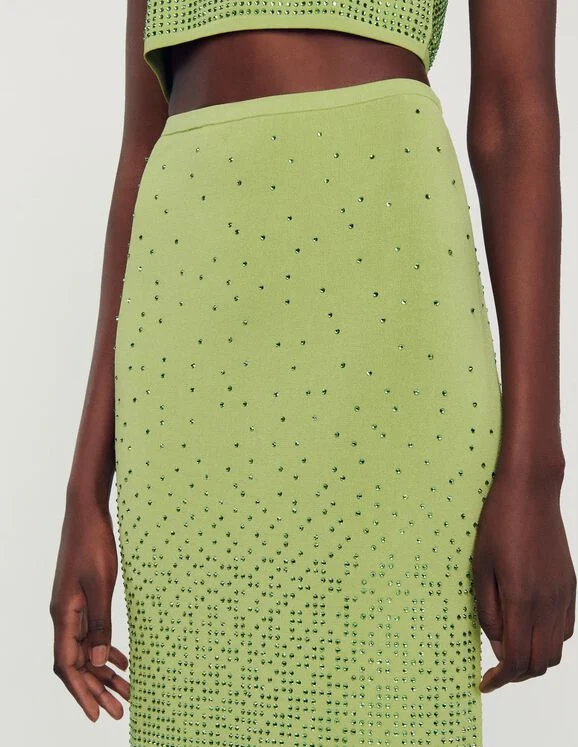 Rhinestone-embellished midi skirt