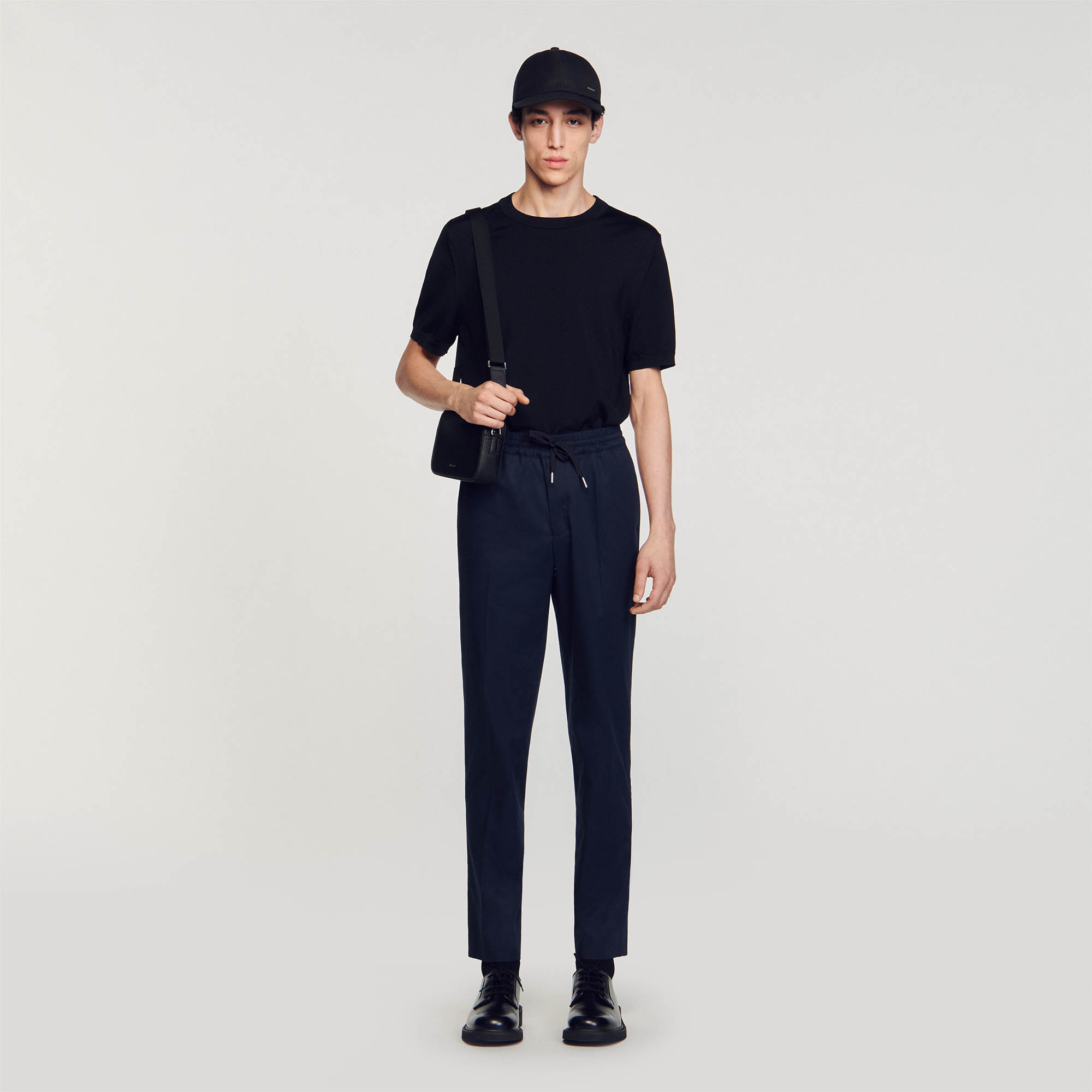 Elasticated straight-leg pants