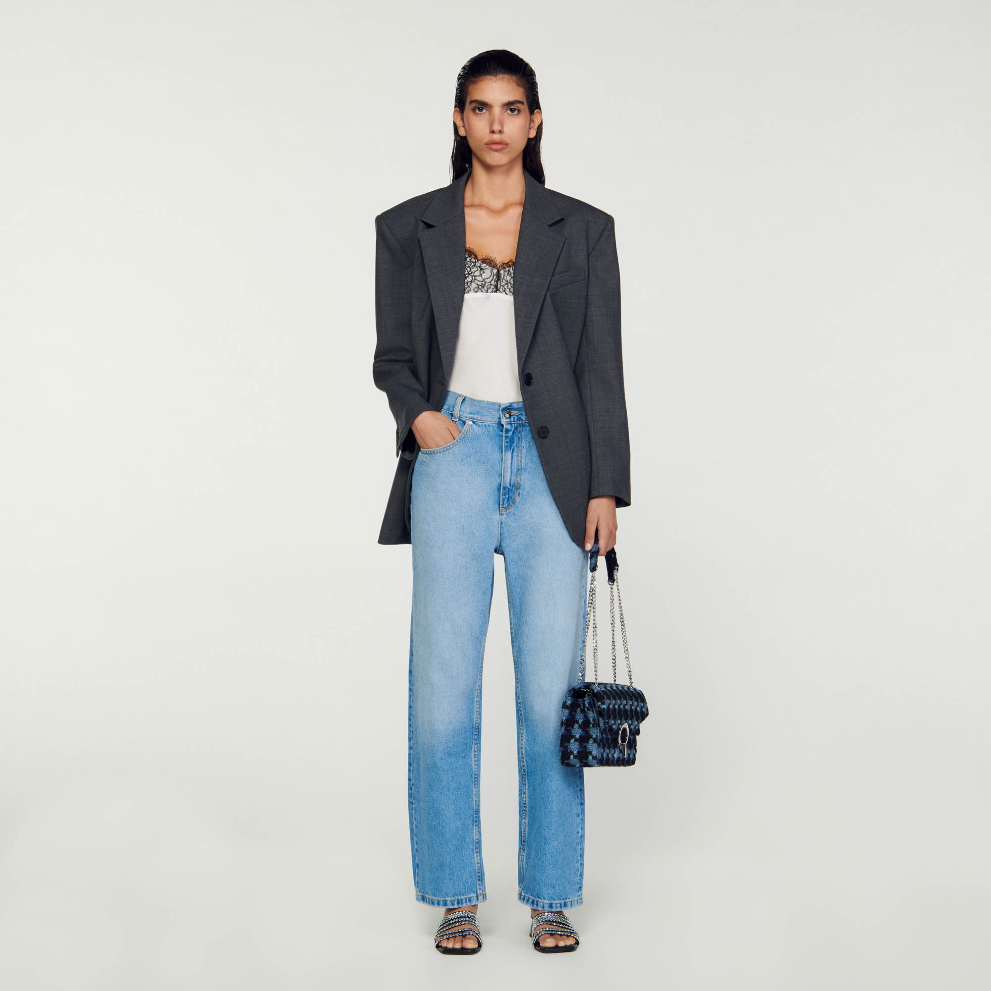 Low-rise straight-leg jeans