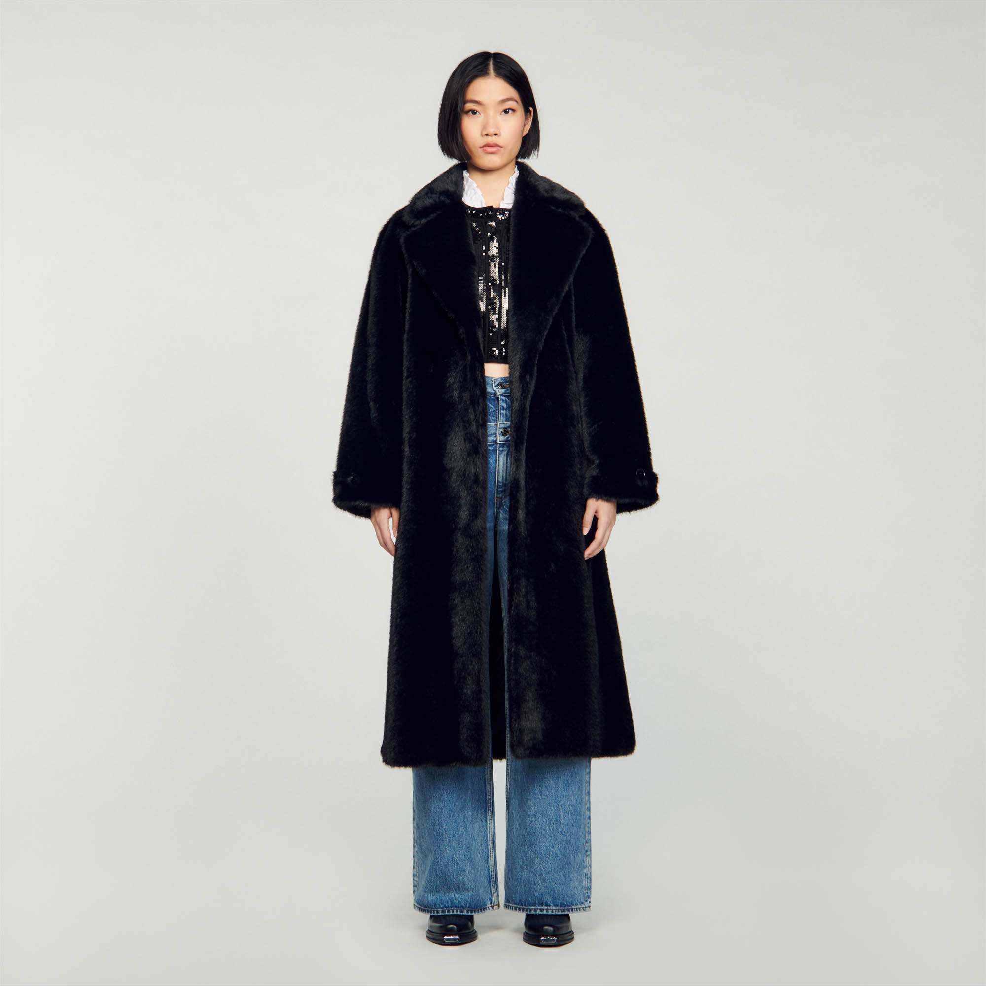 Long faux fur coat