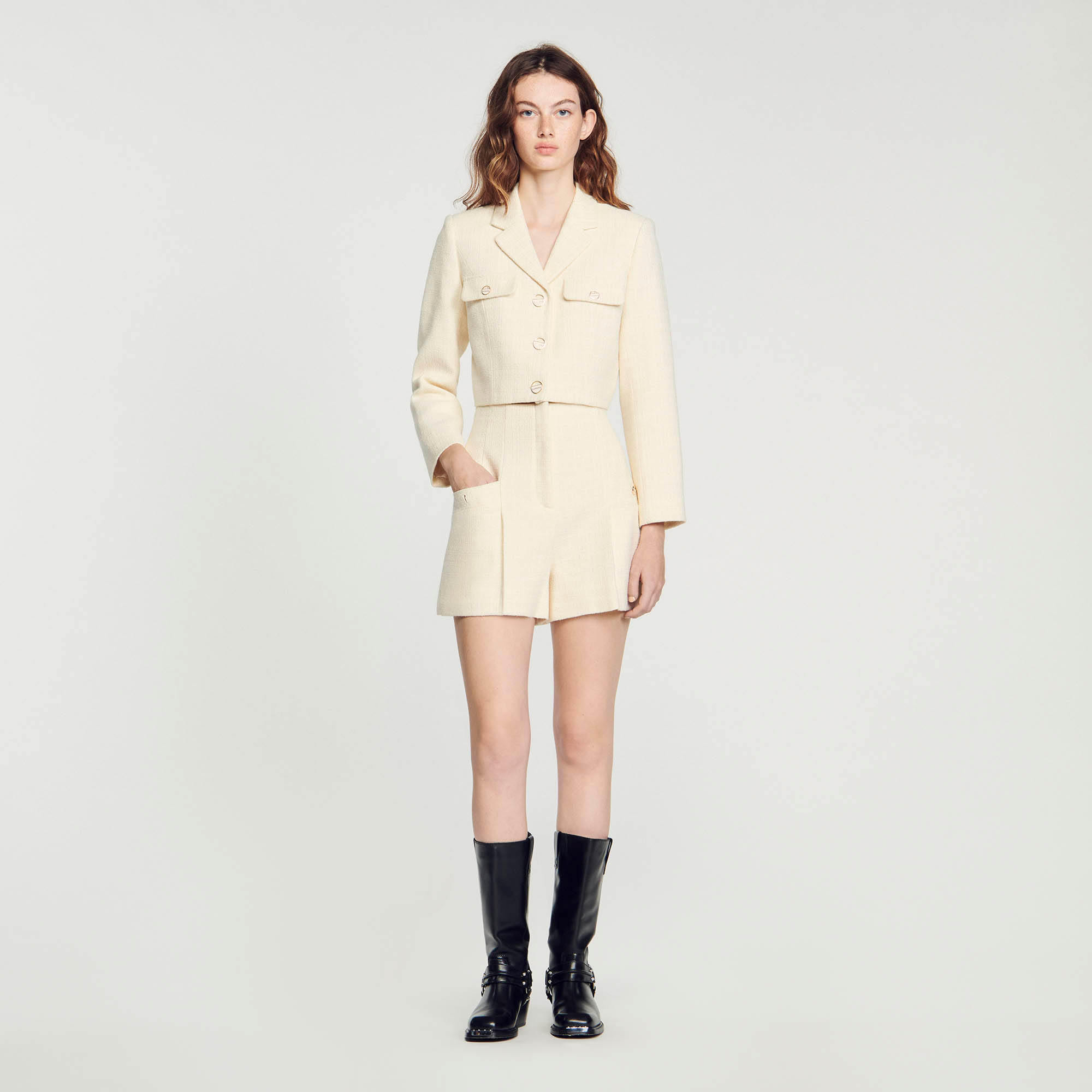 Tweed high-waisted shorts