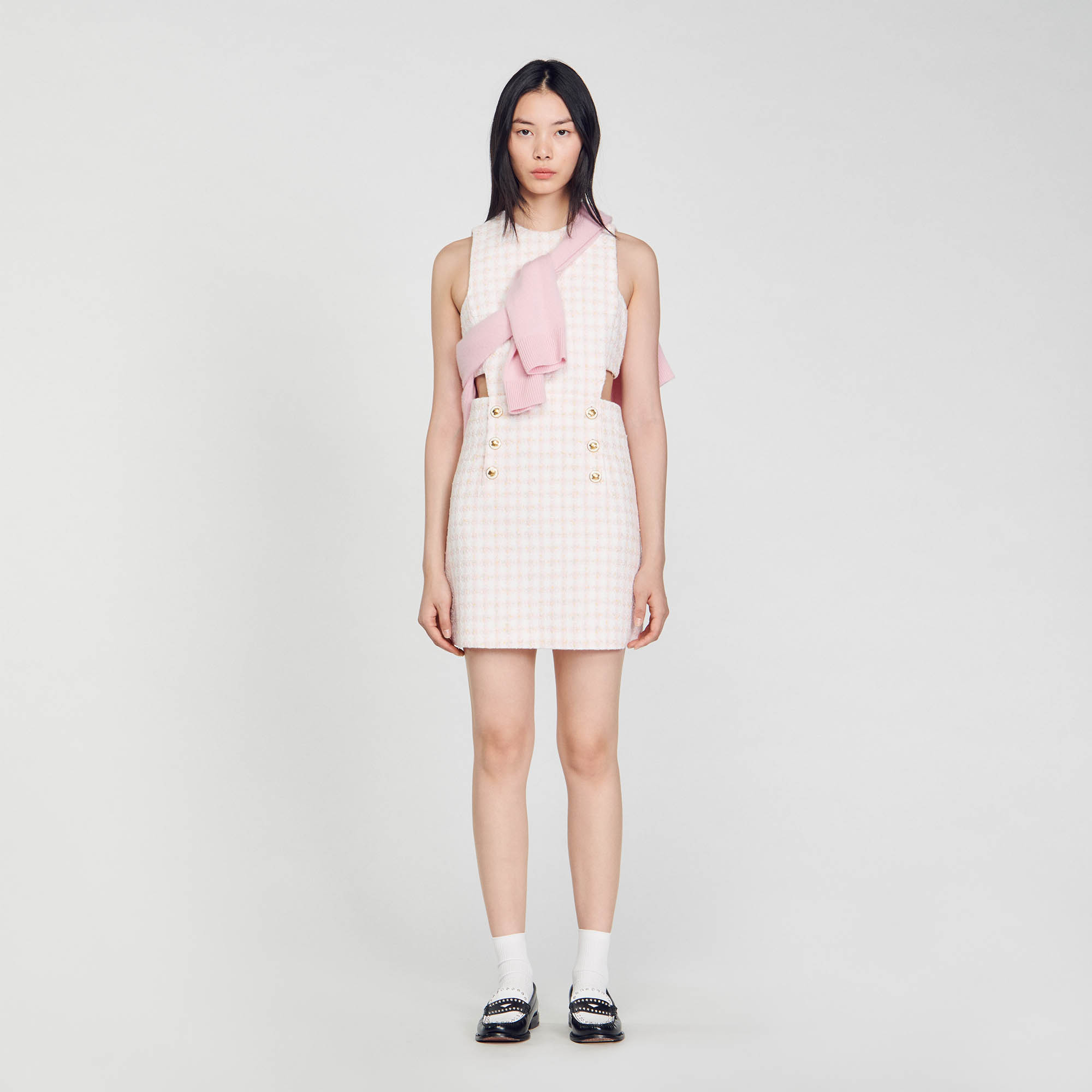 Openwork tweed dress