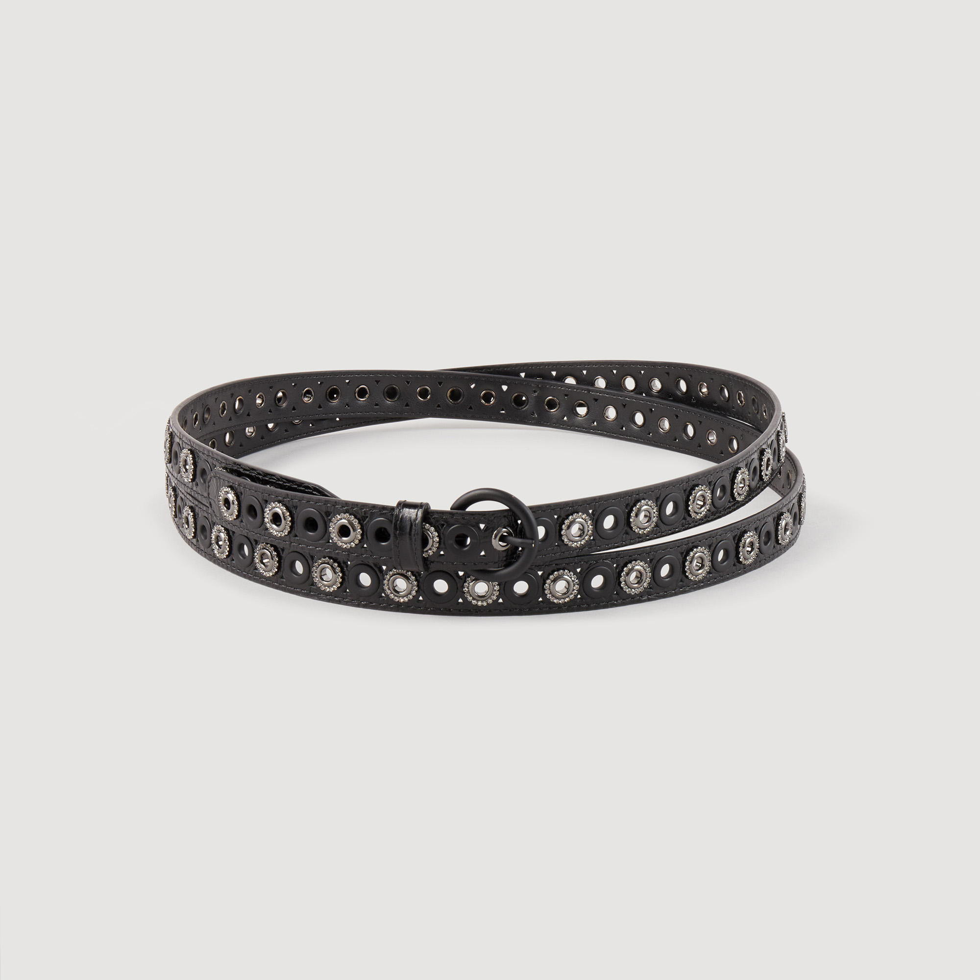 Leather belt with eyelets