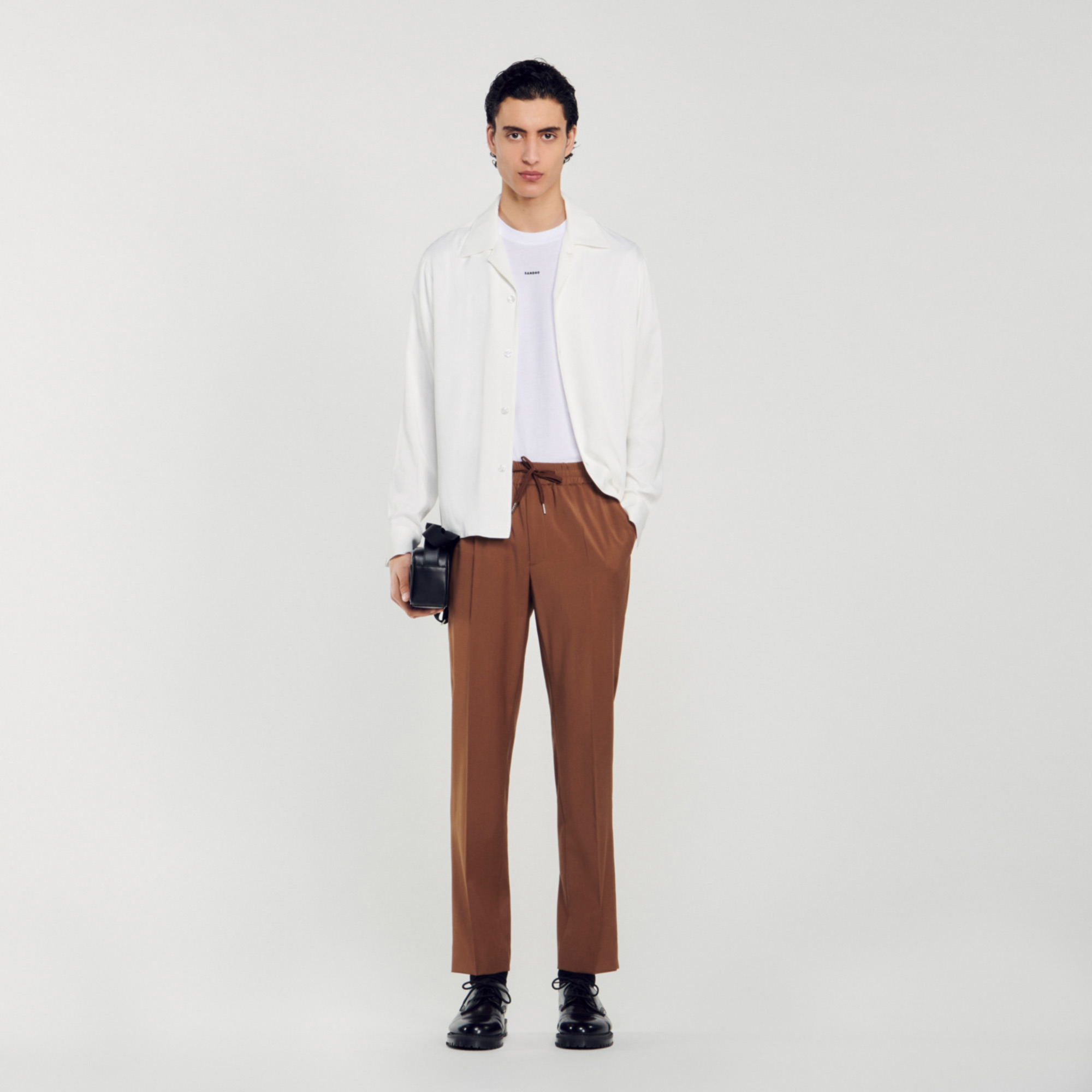 Elasticated straight-leg pants