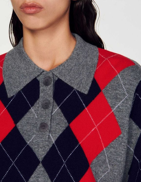Diamond polo neck sweater