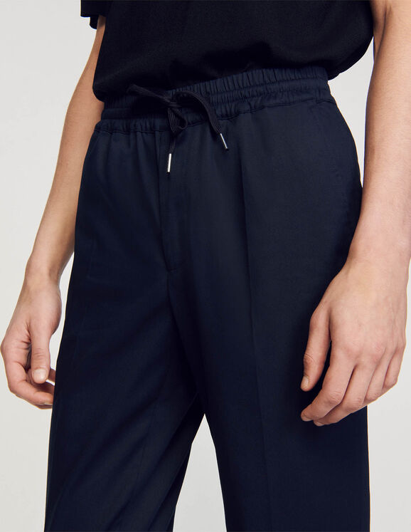 Elasticated straight-leg pants