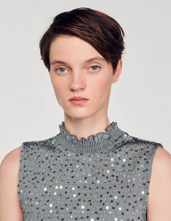 Smocked top with sequins