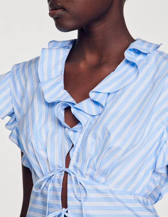 Striped ruffled crop top
