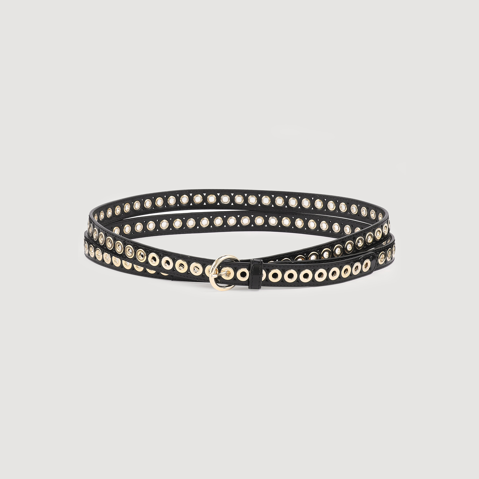 Leather belt with eyelets