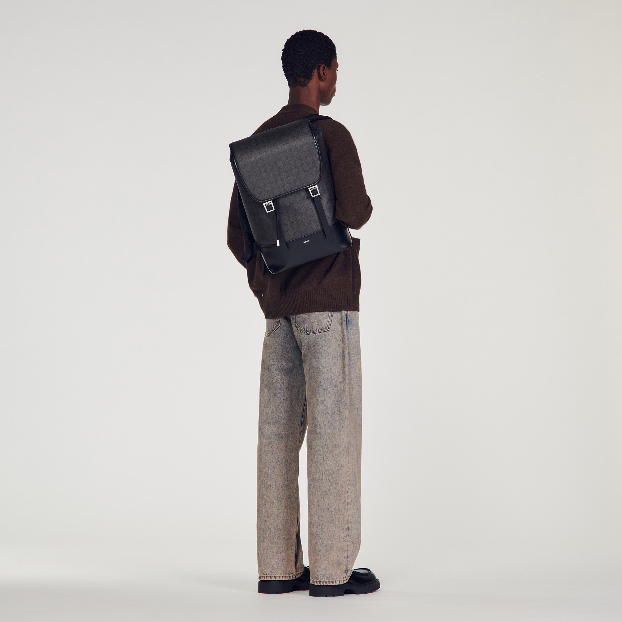 Square Cross coated canvas backpack