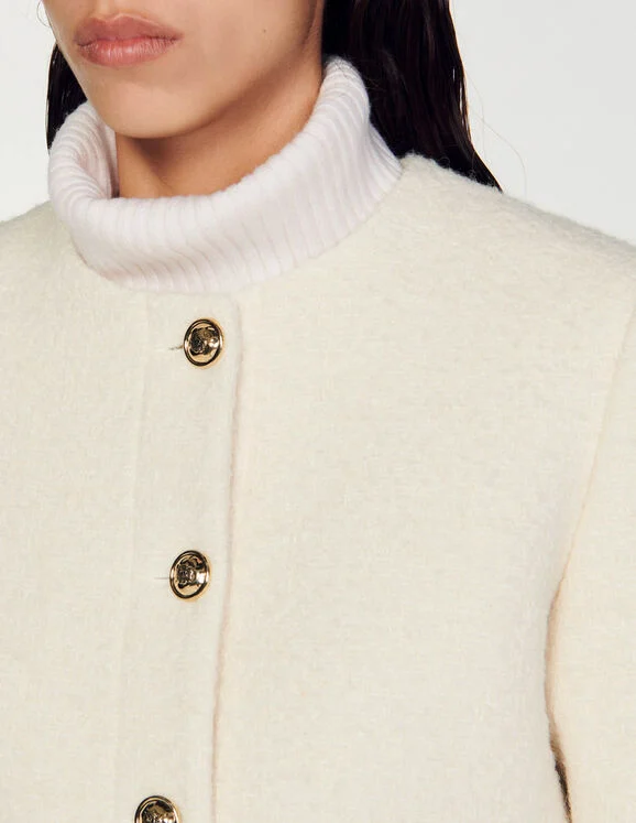 Cropped boucl&eacute; wool jacket