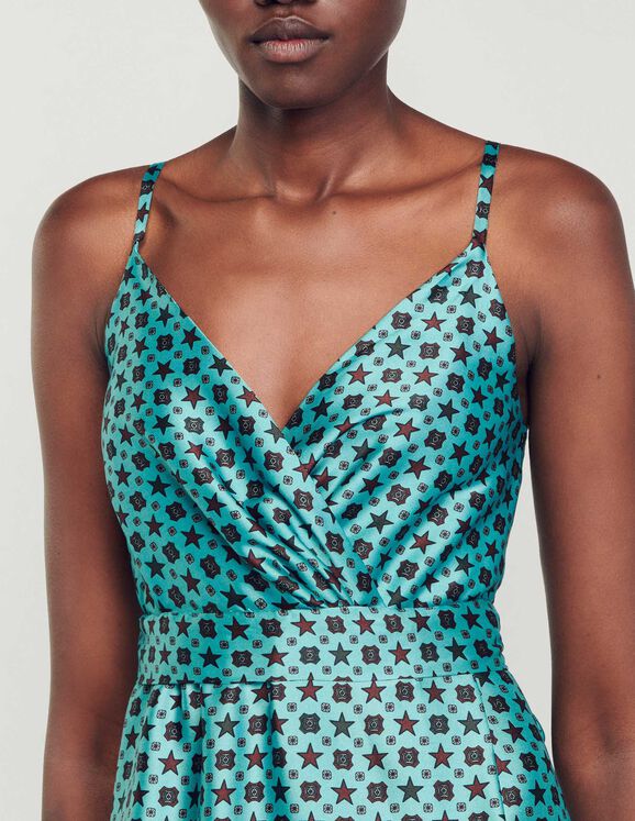 Printed satin midi dress