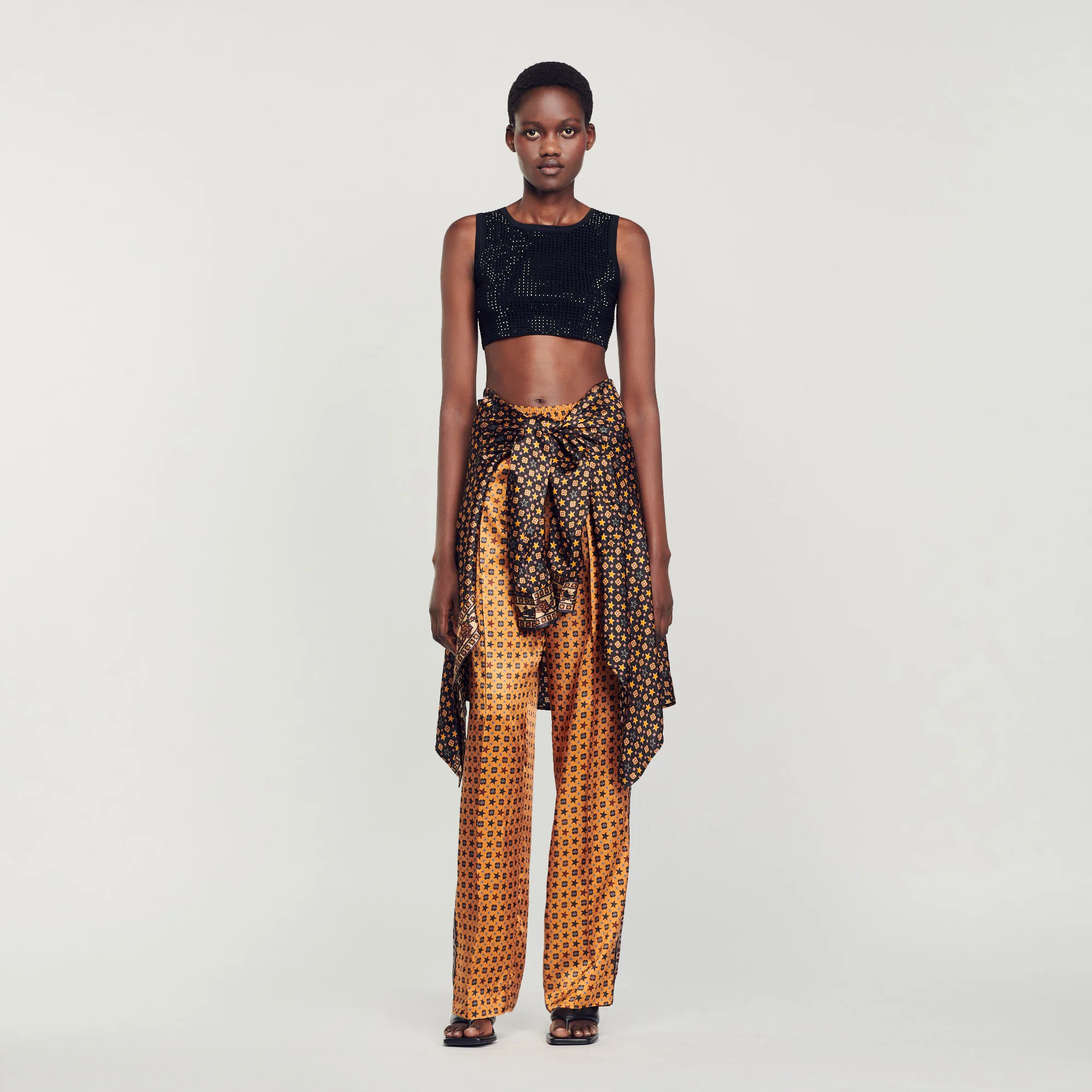Crop top with rhinestones